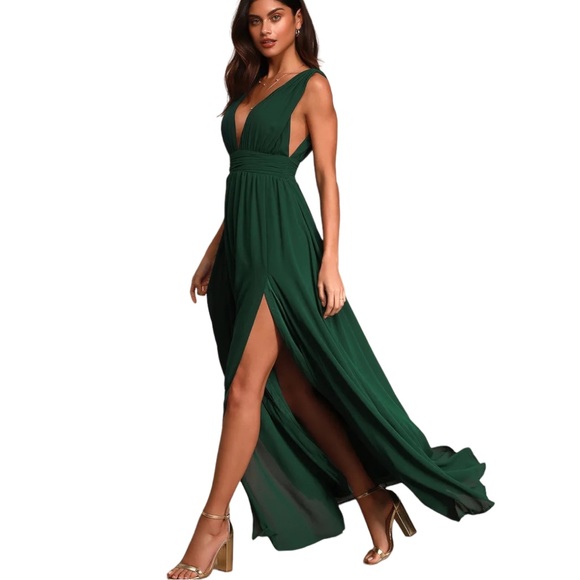 New! Lulus Heavenly Hues Forest Green Maxi Dress - Picture 2 of 12